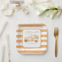 Pumpkin Truck Modernes Fall Baby Dusche Pappteller