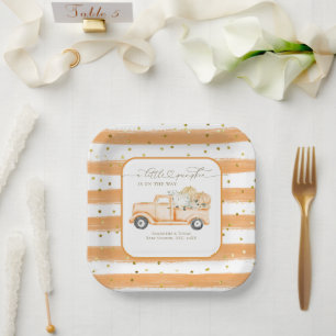 Pumpkin Truck Modernes Fall Baby Dusche Pappteller