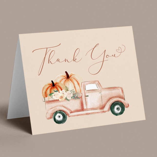 Pumpkin Truck Terracotta Babydusche Dankeskarte (Von Creator hochgeladen)