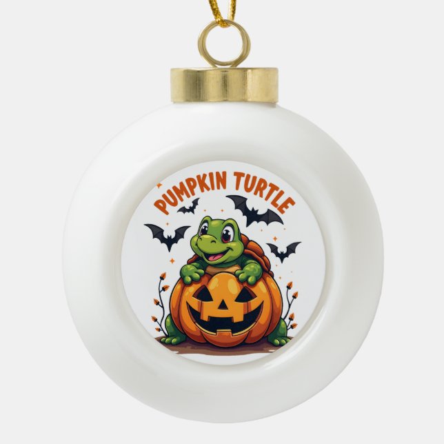 Pumpkin Turtle Keramik Kugel-Ornament (Vorderseite)