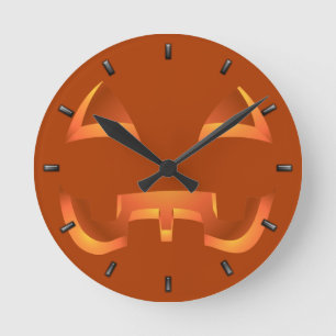 Pumpkin-Uhr Halloween-Jack-O-Lantern-Wandklemme Runde Wanduhr
