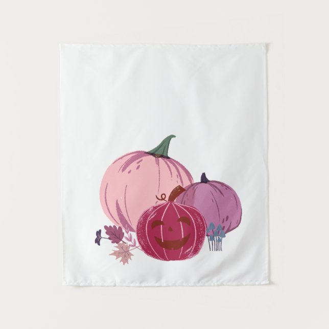 Pumpkin um über rosa Tapestry zu reden Wandteppich (Vorderseite)