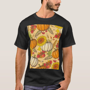 Pumpkin und Ahorn Blätter Muster. T-Shirt