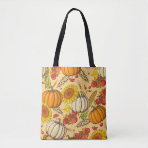 Pumpkin und Ahorn Blätter Muster. Tasche