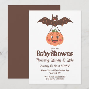 Pumpkin und Bat Baby Dusche Halloween-Party Einladung