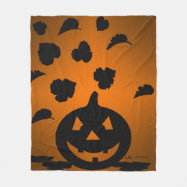 Pumpkin und Blätter Silhouette Fleecedecke