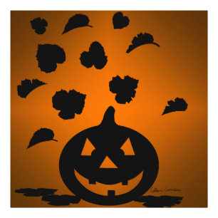 Pumpkin und Blätter Silhouette Fotodruck