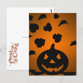 Pumpkin und Blätter Silhouette Postkarte