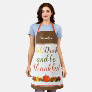 Pumpkin und Blätter Typografie Erntedank Schürze