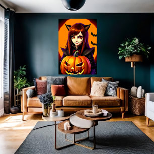 Pumpkin und eine junge Dame AI Art Poster