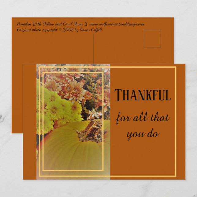 Pumpkin und Mehm 2 / dankbar / 5" x 7" Postkarte (Vorne/Hinten)