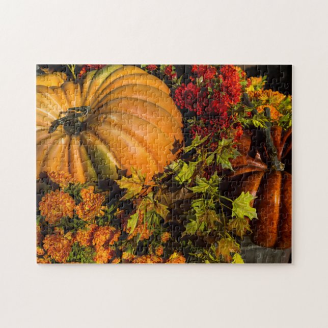 Pumpkin- und Mum-Arrangement (Horizontal)