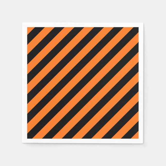 Pumpkin und schwarze große Diagonalstreifen Serviette (Vorderseite)