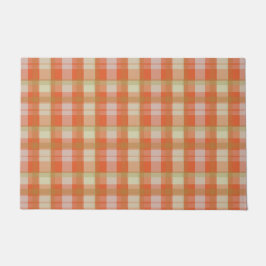 Pumpkin und Taupe Soft Karierten Fußboden Doormat Fußmatte