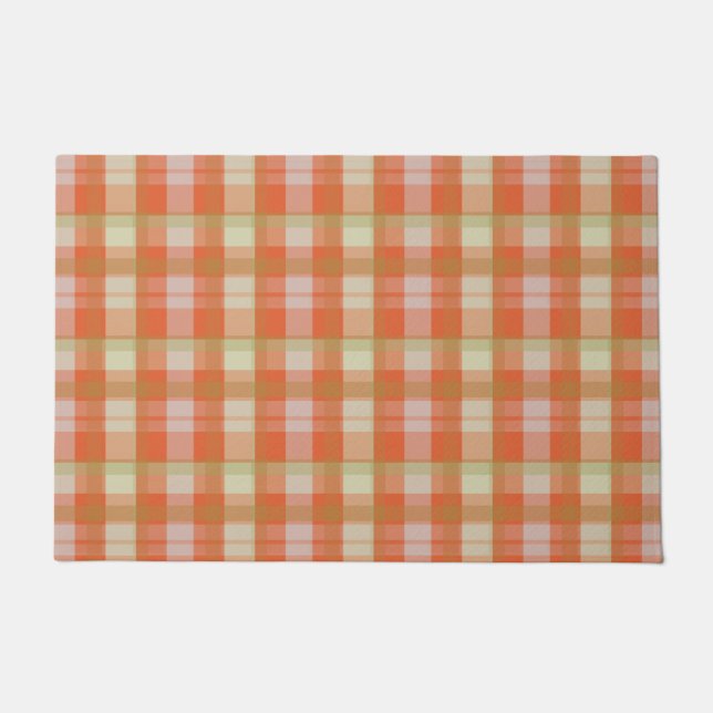 Pumpkin und Taupe Soft Karierten Fußboden Doormat Fußmatte (Vorderseite)