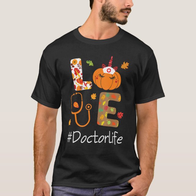 Pumpkin Unicorn Face Happy Thanksgiving Day LOVE D T-Shirt (Vorderseite)
