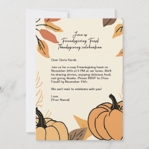 Pumpkin Verlasst Friendsgiving Fest Erntedank Einladung