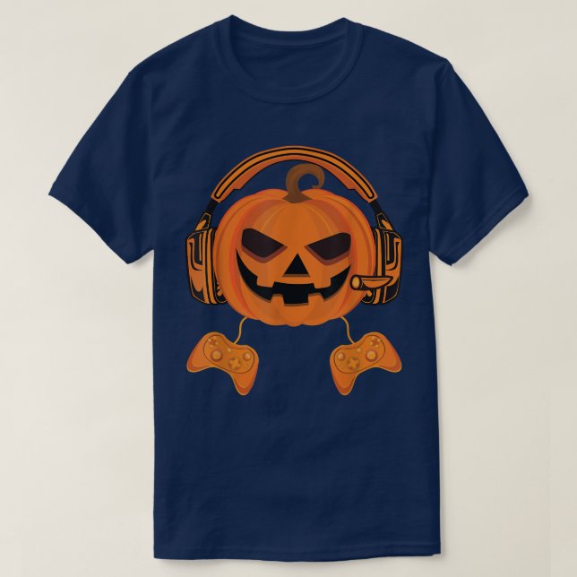 Pumpkin Video Game Controller, ein echter Gamer  T-Shirt (Design vorne)