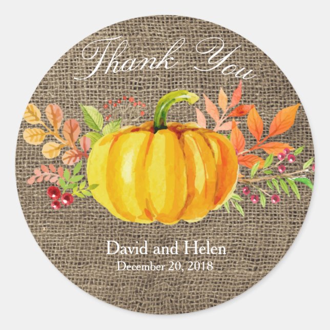 Pumpkin Vielen Dank, dass Sie die Sticker-Einstick Runder Aufkleber (Vorderseite)