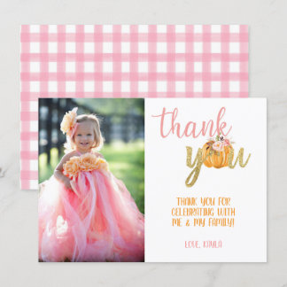 Pumpkin Vielen Dank Foto-Karte - Mädchen (Kariert) Einladung