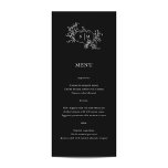 Pumpkin Vines Black Monogram Wedding Menu Menükarte<br><div class="desc">Elegant pumpkin line drawing featuring vines,  botanicals and a wedding monogram.</div>