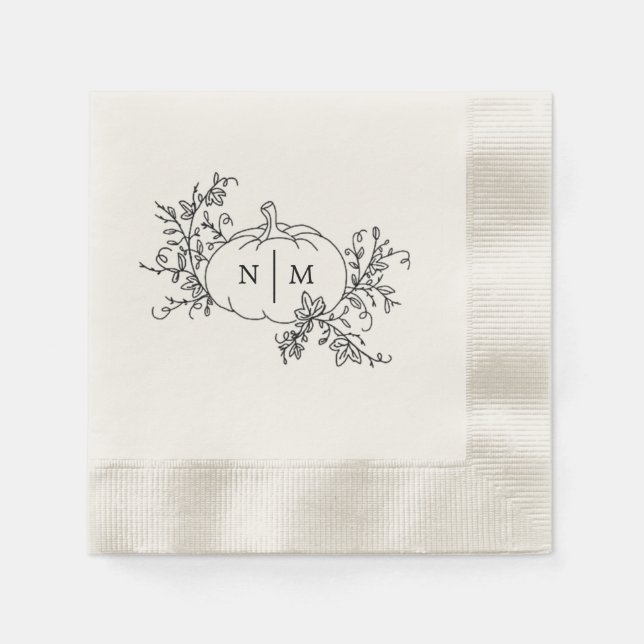 Pumpkin Vines Monogram Serviette (Vorderseite)