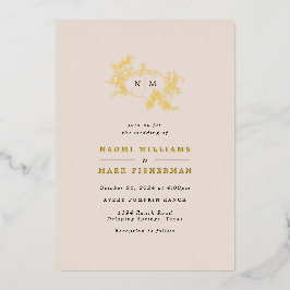 Pumpkin Vines Monogram Wedding Foil Einladung