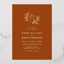 Pumpkin Vines Monogram Wedding Foil Einladung