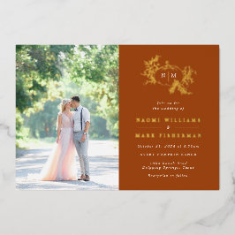 Pumpkin Vines Monogram Wedding Foil Einladung