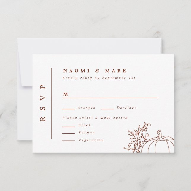 Pumpkin Vines Monogram Wedding RSVP Card (Vorderseite)