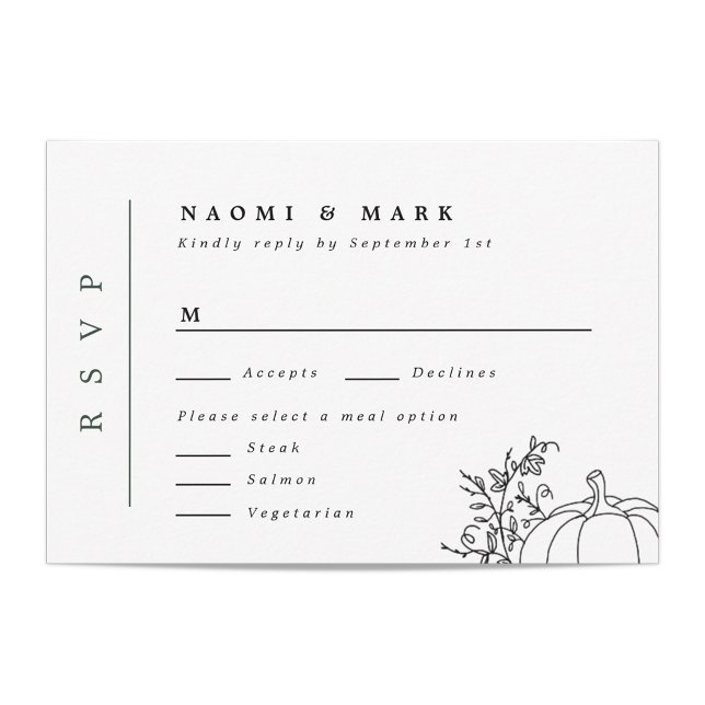 Pumpkin Vines Monogram Wedding RSVP Card (Von Creator hochgeladen)
