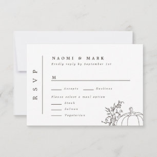 Pumpkin Vines Monogram Wedding RSVP Card Karte