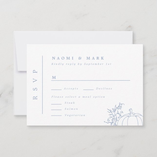 Pumpkin Vines Monogram Wedding RSVP Karte (Vorderseite)