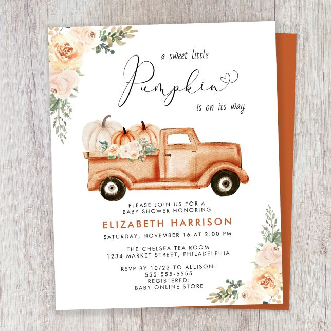Pumpkin Vintag Truck Baby Dusche Einladung (Von Creator hochgeladen)