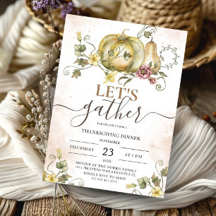 Pumpkin Vintag Watercolor Erntedank Dinner Einladung