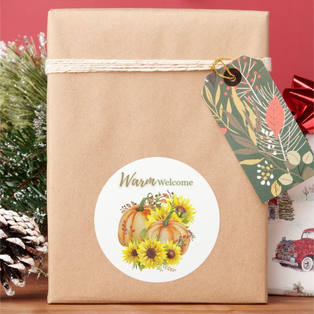 Pumpkin Warm Welcome Classic Round Sticker (Feiertag)