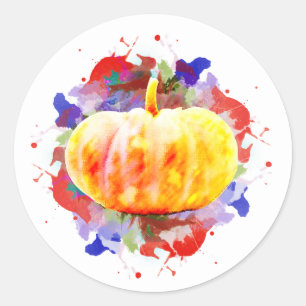 Pumpkin Wassercolor Halloween Herbssaison Runder Aufkleber