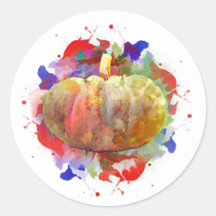 Pumpkin Wassercolor Halloween Herbssaison Runder Aufkleber