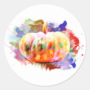 Pumpkin Wassercolor Halloween Herbssaison Runder Aufkleber