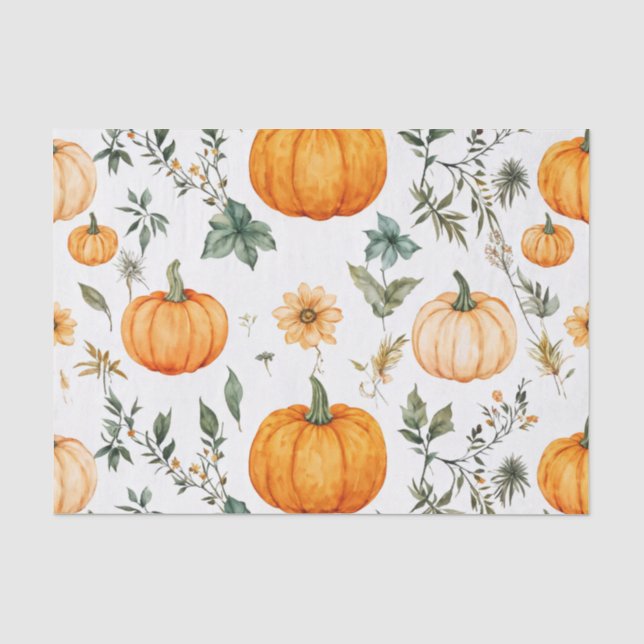 Pumpkin Wasserfarbe Herbstmuster für Herbst Seidenpapier (Vorderseite)