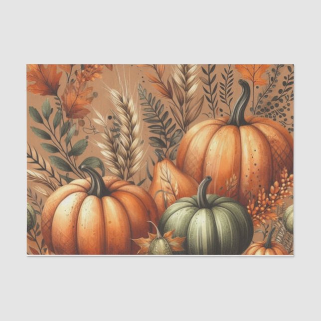 Pumpkin Wasserfarbe Herbstmuster für Herbst Seidenpapier (Vorderseite)