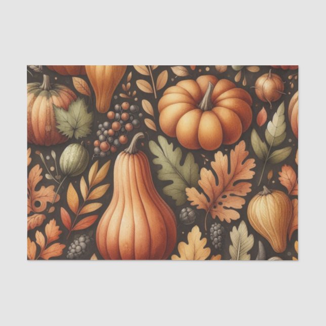Pumpkin Wasserfarbe Herbstmuster für Herbst Seidenpapier (Vorderseite)