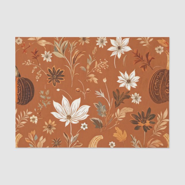 Pumpkin Wasserfarbe Herbstmuster für Herbst Seidenpapier (Vorderseite)