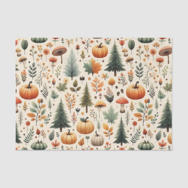 Pumpkin Wasserfarbe Herbstmuster für Herbst Seidenpapier (Vorderseite)