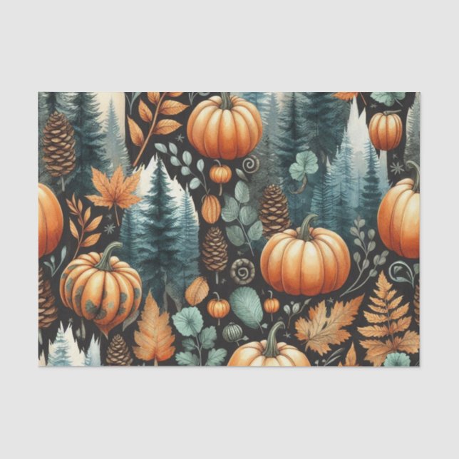 Pumpkin Wasserfarbe Herbstmuster für Herbst Seidenpapier (Vorderseite)