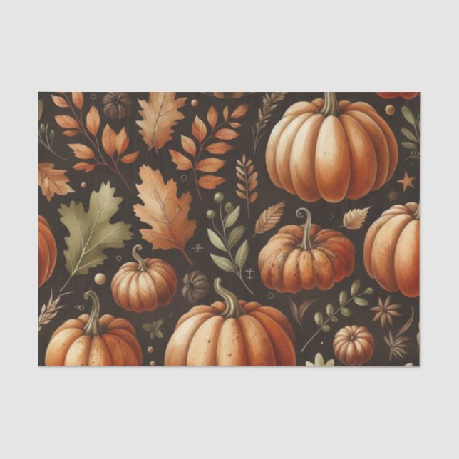 Pumpkin Wasserfarbe Herbstmuster für Herbst Seidenpapier (Vorderseite)