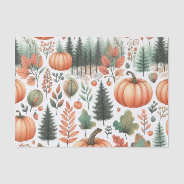 Pumpkin Wasserfarbe Herbstmuster für Herbst Seidenpapier (Vorderseite)