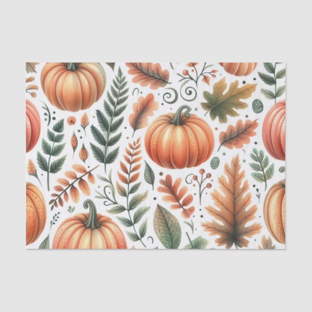 Pumpkin Wasserfarbe Herbstmuster für Herbst Seidenpapier (Vorderseite)