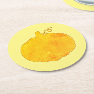 Pumpkin Wasserfarbenmalerei Runder Pappuntersetzer