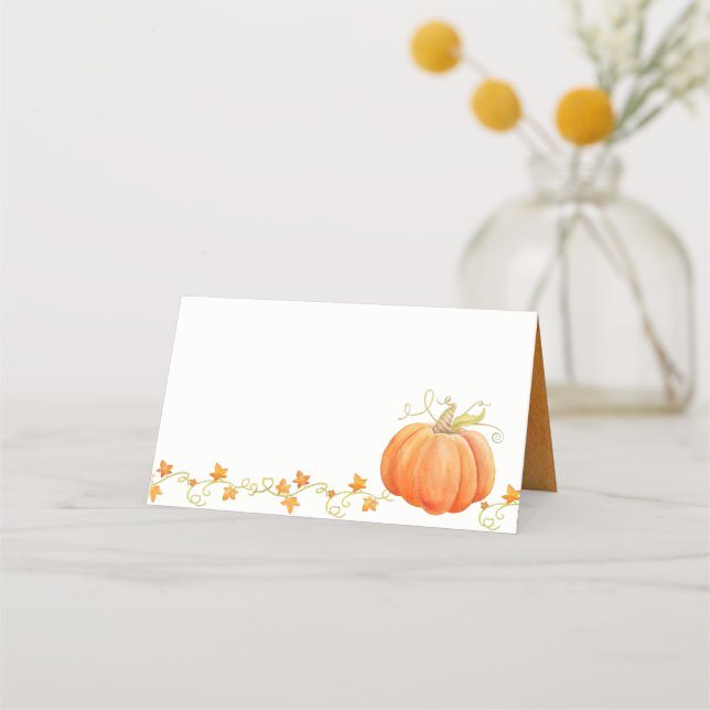 Pumpkin Wasserfarbfall Erntedank Platzkarten (Rückseite)